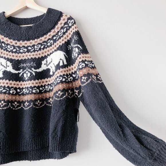 Free People Sweater NWT Nellie sweater women's chunky knit oversized black - Picture 7 of 15